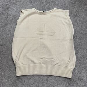 Great Times Vintage 90's Vest Sweater Mens XL Beige Sleeveless Knit 100% Cotton